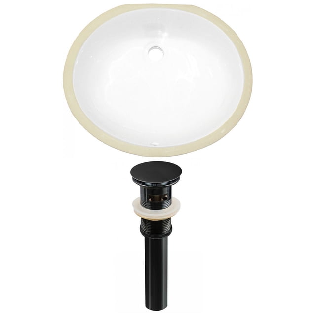 19.5-in. W CUPC Oval Bathroom Undermount Sink Set In White - Black Hardware - Overflow Drain Incl. AI-24840