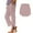 Pink #815, variant on Bovemsi Casual Pants for Women Solid Straight Elastic Long Linen Waist Cotton Slit Trouser Legs with Pockets