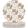 thumbnail image 2 of SKYSONIC Round Drink Coasters 2 Pcs Welsh Corgi Absorbent Ceramic Coaster with Cork Base for Coffee Cups for Home Decor, 2 of 6