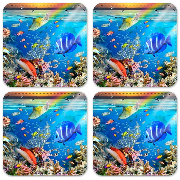 Vinyl Drink Coasters - Set of 4 - Wonders of the Sea