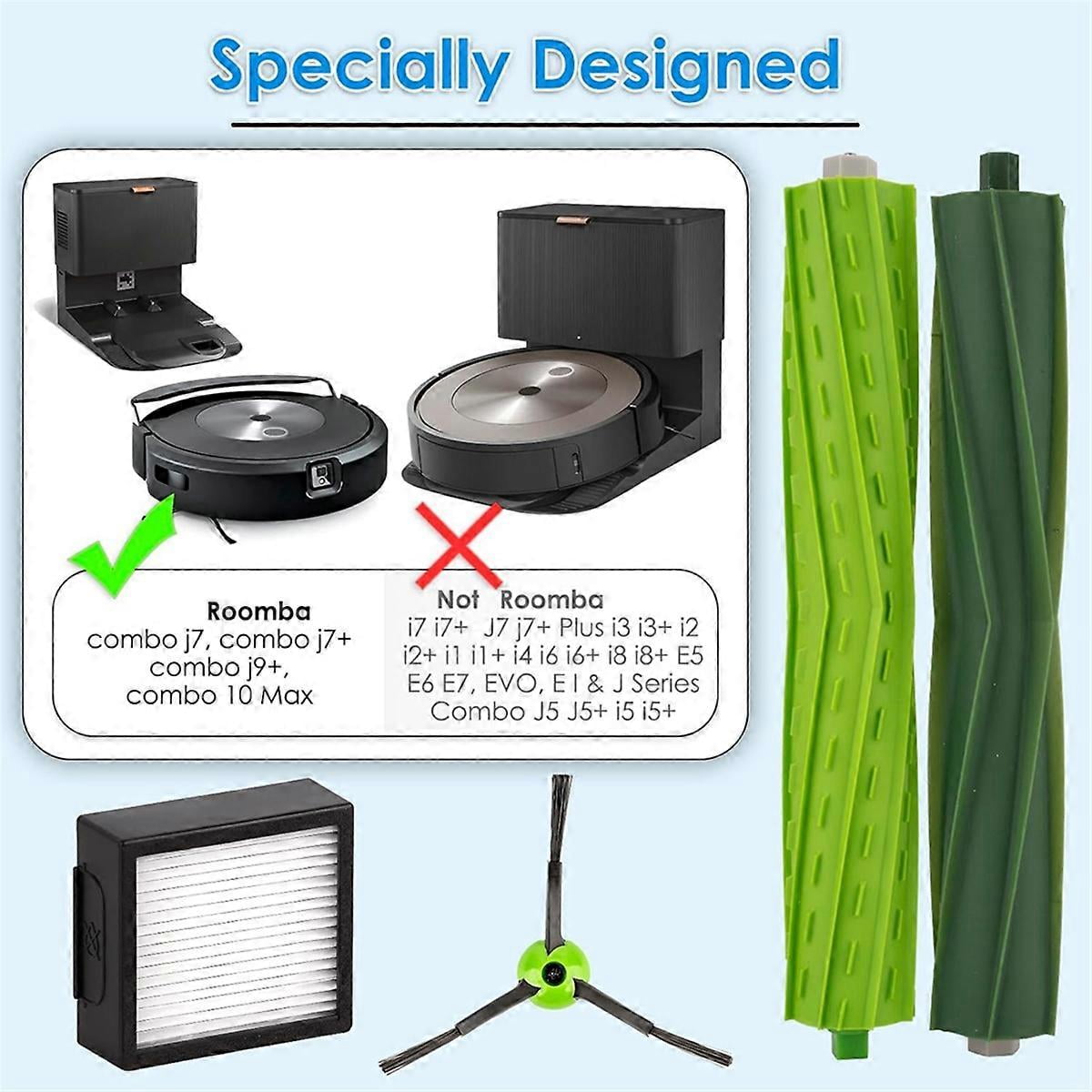 For Combo J7+/ Combo J9+/ Combo 10 Max Robot Vacuum Cleaner Main Side Brushes HEPA Filters Accessor As Shown