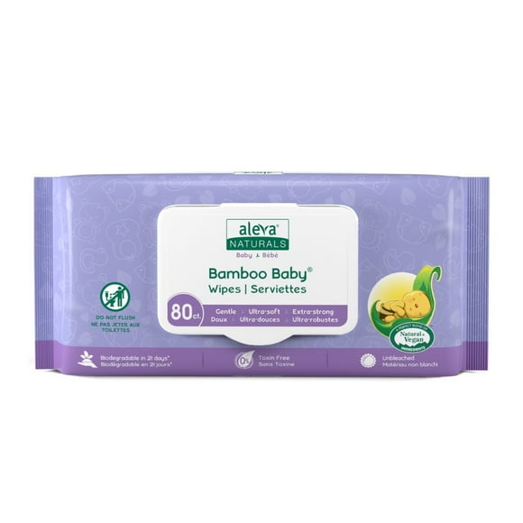 Aleva Naturals Serviettes Bamboo Baby - 80ct