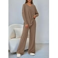thumbnail image 4 of PRETTYGARDEN 2 Piece Lounge Sets for Women Fall Outfits Casual Knit V Neck Long Sleeve Tops Wide Leg Pants Matching Set, 4 of 8