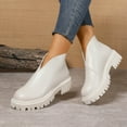thumbnail image 3 of Platform Ankle Booties for Women 2025 Fashion Casual Leather Cut Out Chunky Slip on Short Boots Back Zipper, 3 of 7