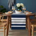 thumbnail image 2 of Navy Blue Grey Striped Table Runner - 90 Inch Long, Kitchen Dining Table Runner Dresser Scarves, Modern Minimalist Ombre Lines Farmhouse Decor for Coffee Tables Wedding Party Banquet, 2 of 8