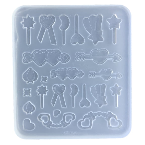 Jesscasday Playing Card Silicone Resin Mold Tiny Bowknot Star Tennis Shape Mold Filling