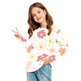 thumbnail image 4 of Abcomgle Girls Shirts Long Sleeve 10-12 Crewneck Winter T-Shirts for Kids Girls Trendy Basic Girls Tops Cotton Floral Print Girls Tunic Tops with Pocket, 4 of 5