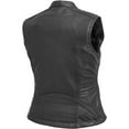 thumbnail image 2 of First Mfg Co - Nina - Women's Motorcycle Biker Riding Black Leather Vest - Medium, 2 of 5