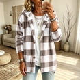 thumbnail image 5 of Admvng Women's Checkered Jacket Hooded Long Sleeve Casual Warm Outerwear, 5 of 9