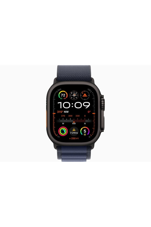 Restored Apple Watch Ultra 2 GPS + Cellular 49mm Black Titanium Case with Navy Alpine Loop Band - Large (Refurbished)