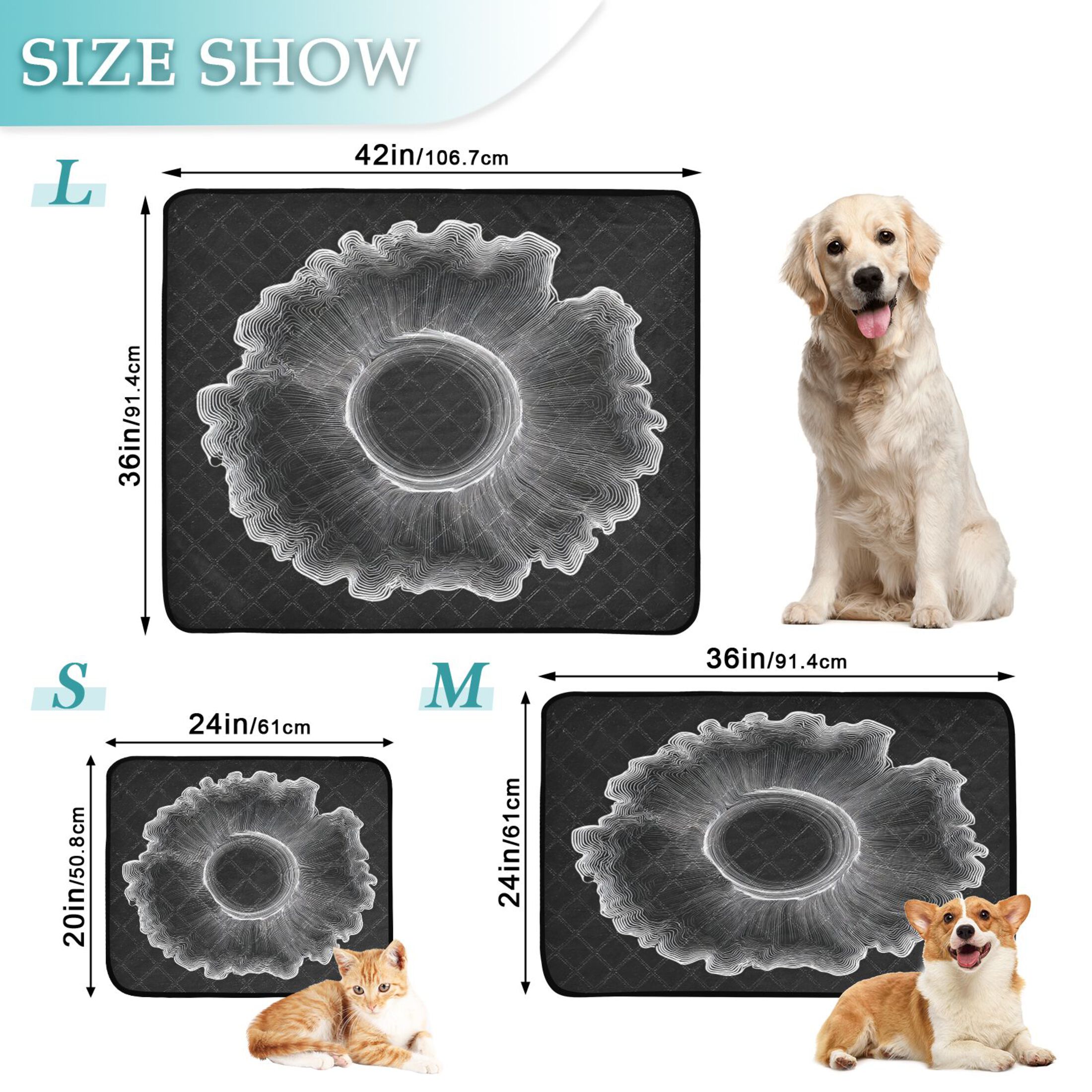 IAUYY Washable Pee Pads for Dogs Medium+Large Absorbent and Leak-Proof Non-Slip Reusable Puppy Pee Pads for Dogs Applicable to Playpen Potty Crate Organic White Groove