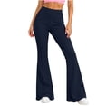 thumbnail image 4 of XRoczxe Women's High Waisted Flare Leggings, Soft Stretchy Yoga Pants with Wide Waistband, Casual Bootcut Workout Trousers for Gym Dance & Daily Wear, 4 of 9