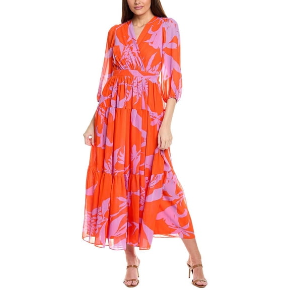 Taylor womens Tiered Maxi Dress, 4, Red