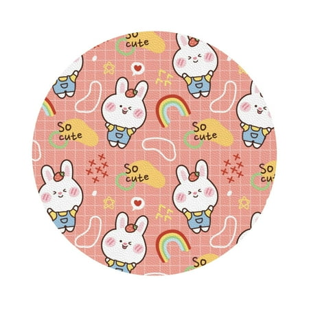 

Matuu Rabbit So Cute for Cup Coasters Set of 6 Leather Coasters Desk Coasters for Office Measures 4” x 4” Round Shape