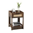 thumbnail image 5 of GZXS 21.6" H Wood Nightstand, Mid-Century Modern End Table with Storage Drawer and Open Shelf Rattan Bedside Table Small Side Table for Living Room Bedroom, Brown, 5 of 9