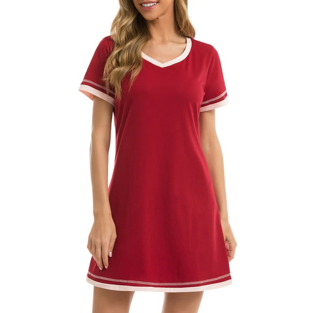 Vestido de tumbona para mujer, camisones sueltos de manga corta, pijamas para descansar MABOTO Vestido