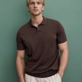 thumbnail image 2 of JIAYUE Mens Polo Shirts Short Sleeve Knitted Casual Fashionable Summer Turndown Collar Solid Color Retro Sporty Knitted Versatile Tops For Men, 2 of 7