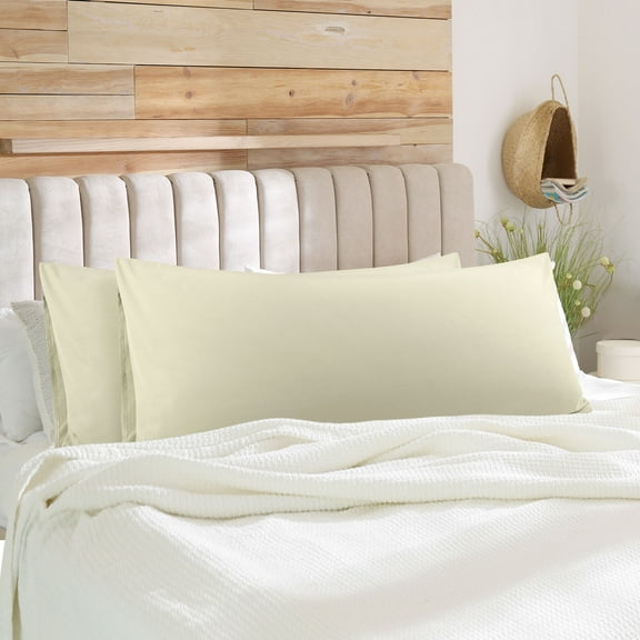 PiccoCasa 2Pcs Body Pillowcases Microfiber Pillow Covers, Standard Khaki