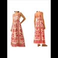 thumbnail image 3 of Vestido Maxi Floral de Verano 2025 para Mujer, Sin Mangas, con Tirantes Finos, Estampado, Fruncido, Estilo Bohemio, para Playa Rojo M, 3 of 7