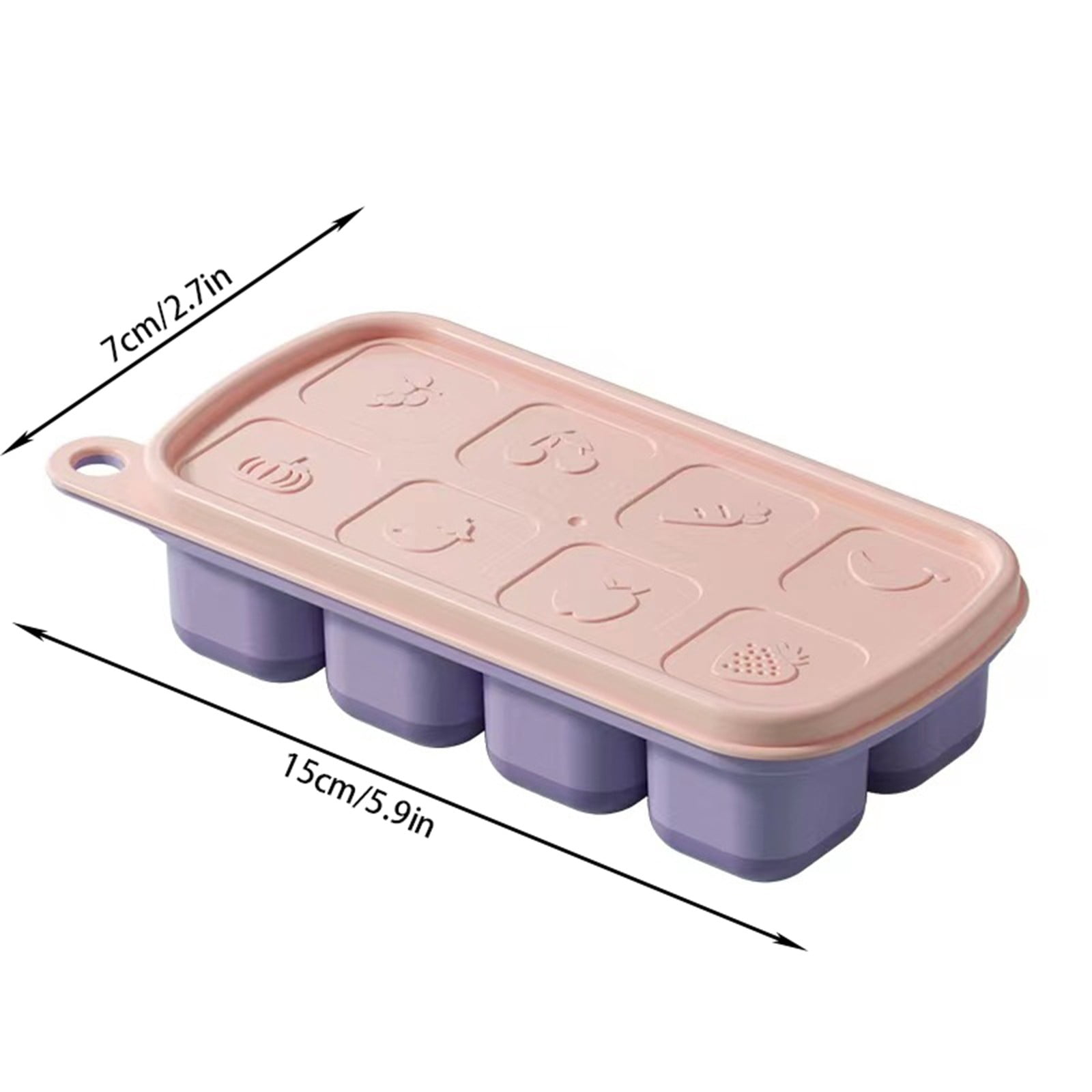 UJMNHYGT Ice Cube Trays Easy Release 8 Flexible Silicone Ice Cube Molds with Removable Lid, Reusable Stackable Freezer Ice Trays for BPA Free