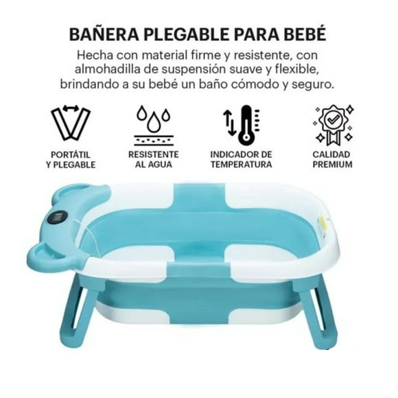 TINA DE BAÑO PARA BEBÉ ANGELIN PLEGABLE OSO AZUL