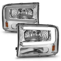 Anzo 111550 Crystal Headlights with Light Bar Chrome Housing for 1999-2004 Ford F250