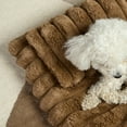 thumbnail image 3 of TOWN & COUNTRY LUXE CuddleTown Ribbed Bubble Stripe Pillow Crate Mat Pet Bed, Machine Washable Cover, Soft & Calming, Non-Slip Bottom, Brown, Small 30"x21"x3", 3 of 7