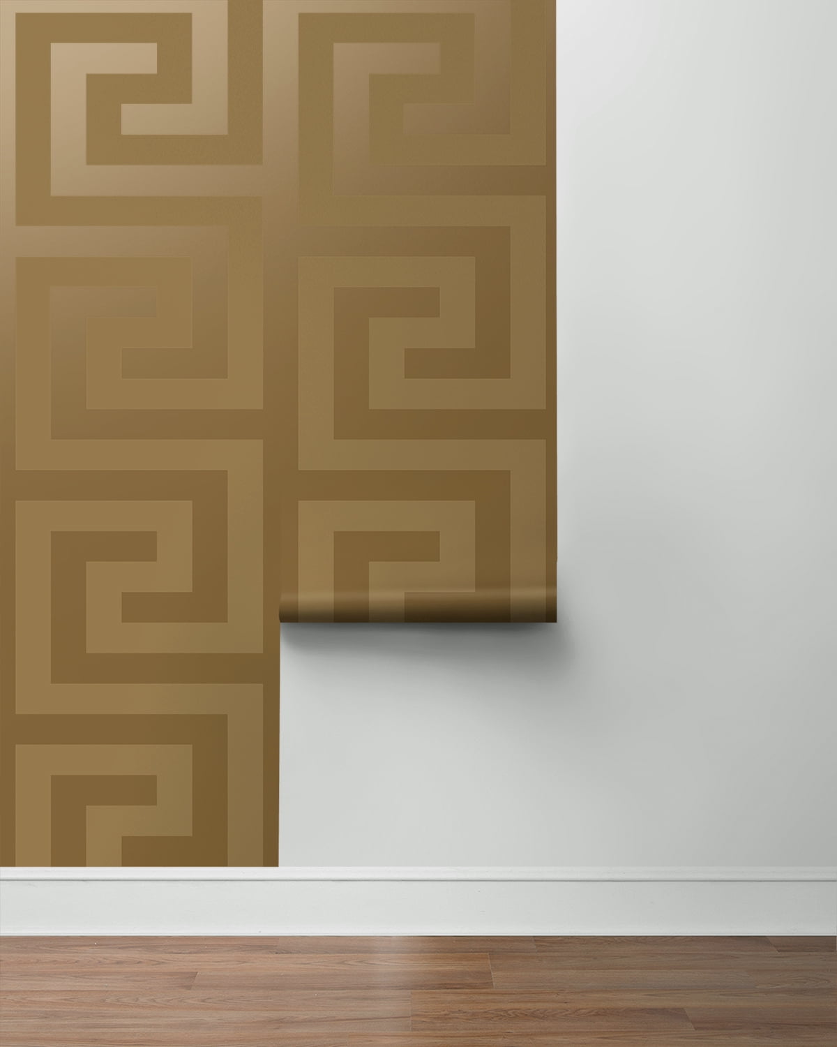 NextWall Dark Antique Gold Geometric Maze Peel and Stick Wallpaper - 20.9 in. W x 18 ft. L Roll