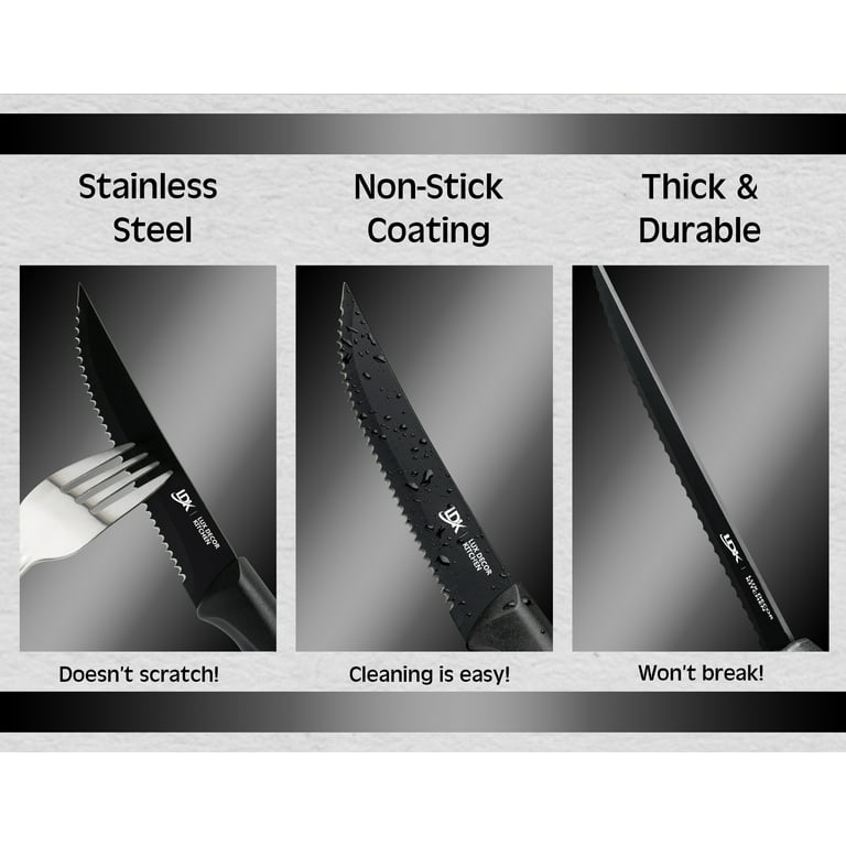 Astercook Steak Knives, Steak Knives Set of 8, Dishwasher Safe High Carbon  Stainless Steel Serrated Steak Knife, Black