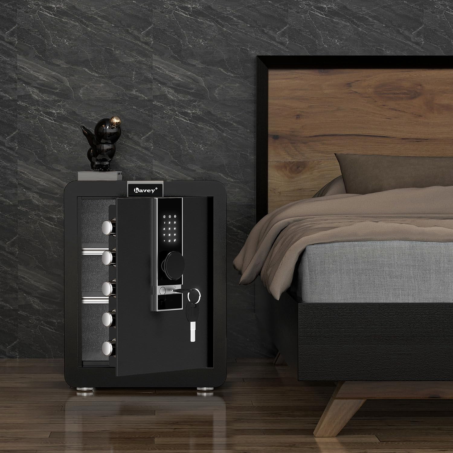 Kavey 2.6 Cub Safe, Large Safe with LCD Touch Screen & Hidden Compartment , Home Safe with Dual Alarm and LED Light, Fireproof Safe Box for Money Documents Valuables