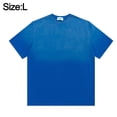 thumbnail image 2 of Camiseta de algodón de manga corta con cuello redondo para hombre y mujer, moderna, con degradado, holgada, de manga corta, azul, 2 of 6