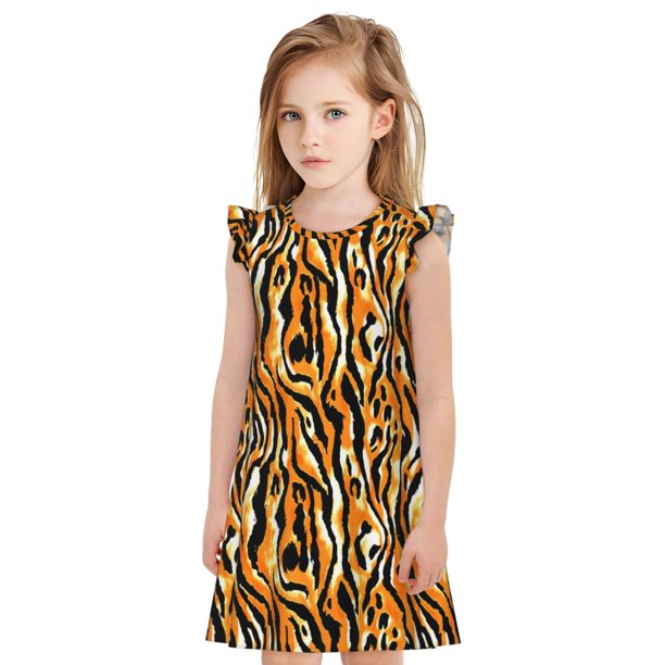 Balery Zebra Camisón de princesa para niñas, pijama de algodón con mangas abullonadas, suave y bonito.-Small