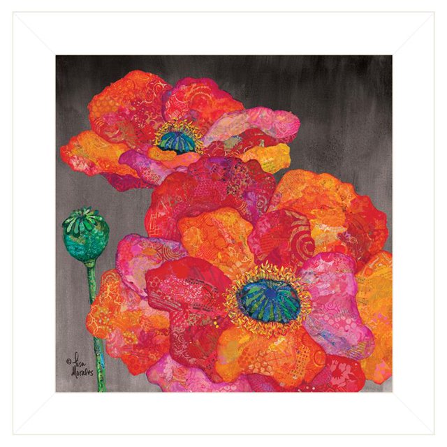 Fleurs sur Noir II par Lisa Morale Imprimé Art Mural en Bois Multicolore