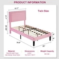 thumbnail image 3 of VECELO Set of 2 Twin Bed Frames, Modern Upholstered Platform Bed Frame with Button Tufted Adjustable Headboard, No Box Spring Needed, Pink, 3 of 10