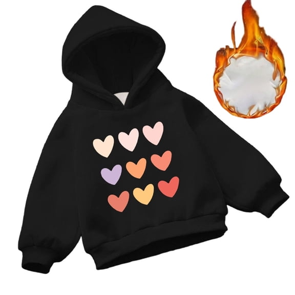 WOYY Toddler Girls' Hoodie Casual Hearts Print Hooded Sweatshirt, Sizes 4-5T