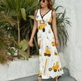 thumbnail image 3 of Excavator Construction Vehicle Truck Sleeveless Dress Woman Fashion Long Dresses Women's Summer Suit Dress 2025, 3 of 7