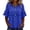 01# Blue, variant on Women Linen Ruffled Shirt Vintage Oversized Summer Crewneck Tshirt Pleated Comfort Boho Cute Loose Shirts White 3XL