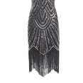 thumbnail image 2 of SWSMCLT Women's Midi Bodycon Dresses Homecoming Dress Sequin Evening Gown Fall Vintage Black Silver Large, 2 of 3