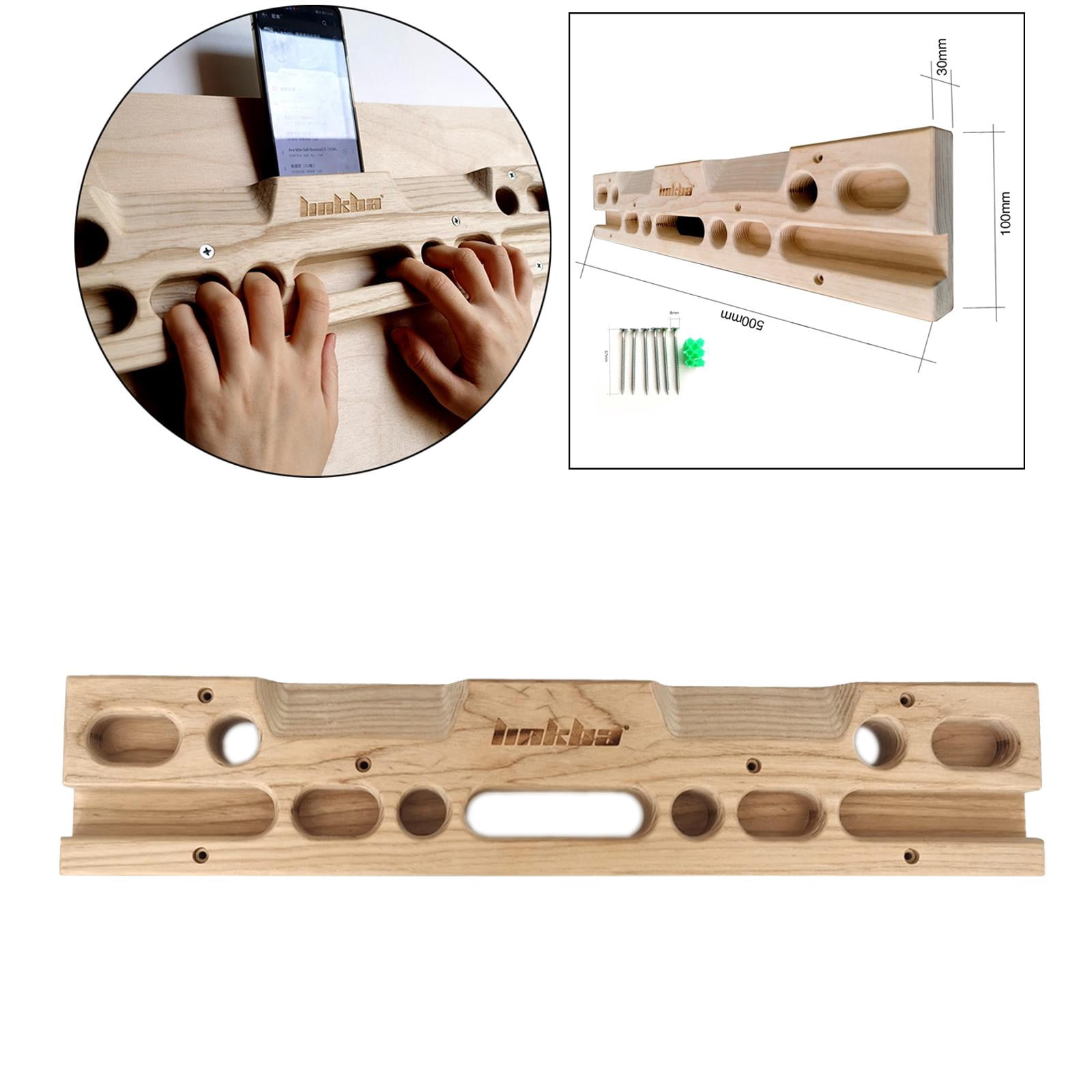 Wswqop Climbing Hangboard with Multi Holds Jugs Slopers Pull Up Board Fingerboard with Phone Holder Fingers Wrist Pinch Strength Trainer
