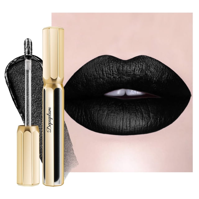 Depuplum Lápiz labial negro para mujer, lápiz labial metálico de larga duración, antiadherente, brillo de labios, ligero, hidratante, completa, color de labios DP120 Boardwalk
