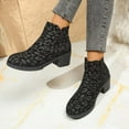 thumbnail image 3 of Dakaela Womens Black Chelsea Boots Suede Leopard Casual Ankle Booties Side Zip Elastic Slip on Dress Work Boot Shoes Black 6.5, 3 of 8