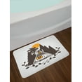 thumbnail image 2 of Landscape Bath Mat, Cottage House and Mountain Forest Scene Sun Wild Herbs Natural Living Eco, Plush Bathroom Decor Mat with Non Slip Backing, 29.5" X 17.5", Brown and Marigold, by Ambesonne, 2 of 2