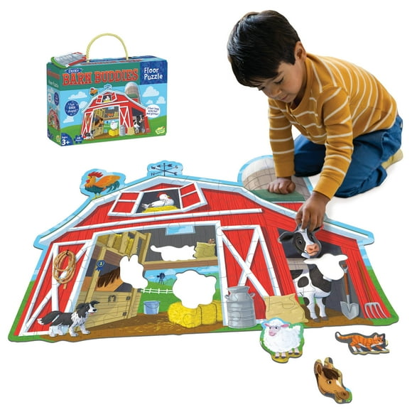 Peaceable Kingdom Casse-Tête de Sol Grange Brillante - Casse-Tête d'Animaux de Ferme pour Enfants de 3 Ans et Plus