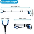 thumbnail image 5 of ALLJOY 2 Pack 43" Grabber Tool, Handheld Trash Claw Pick-up Stick Grabber, Long Heavy-Duty Aluminum Grabber, Suitable for Seniors, with 360-Degree Rotation, Anti-Slip and Magnetic Design, Blue, 5 of 8