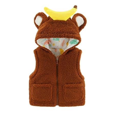 

Toddler Jacket Baby Unisex Cotton Solid Autumn Solid Cute Warm Hooded Vest Coat Clothes 0-6 Months