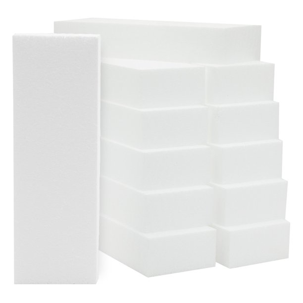 12 Pack Foam Rectangle Blocks for Kids Crafts, Polystyrene Boards for