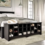 Prepac 24 pair Shoe Storage Cubby Bench, Black