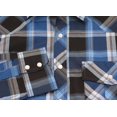 thumbnail image 3 of Men’s Western Pearl Snap Button Down Casual Long Sleeve Plaid Cowboy Shirt (#4 Blue/Black, 2XL), 3 of 3