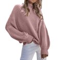 thumbnail image 2 of Aayomet Turtleneck Sweater Women Womens Turtleneck Oversized Sweater Batwing Pullover Sweater Casual Fall Loose Knit Jumper Top,Pink S-XXL, 2 of 4