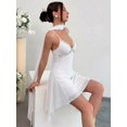 thumbnail image 5 of Women White Embellished Spaghetti Strap Deep V-Neck Mini Sundress, 5 of 7